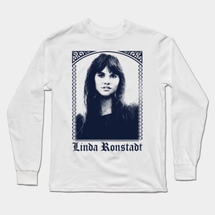 Linda Ronstadt / Faded Retro 1970s Style Fan Design Long Sleeve T-Shirt